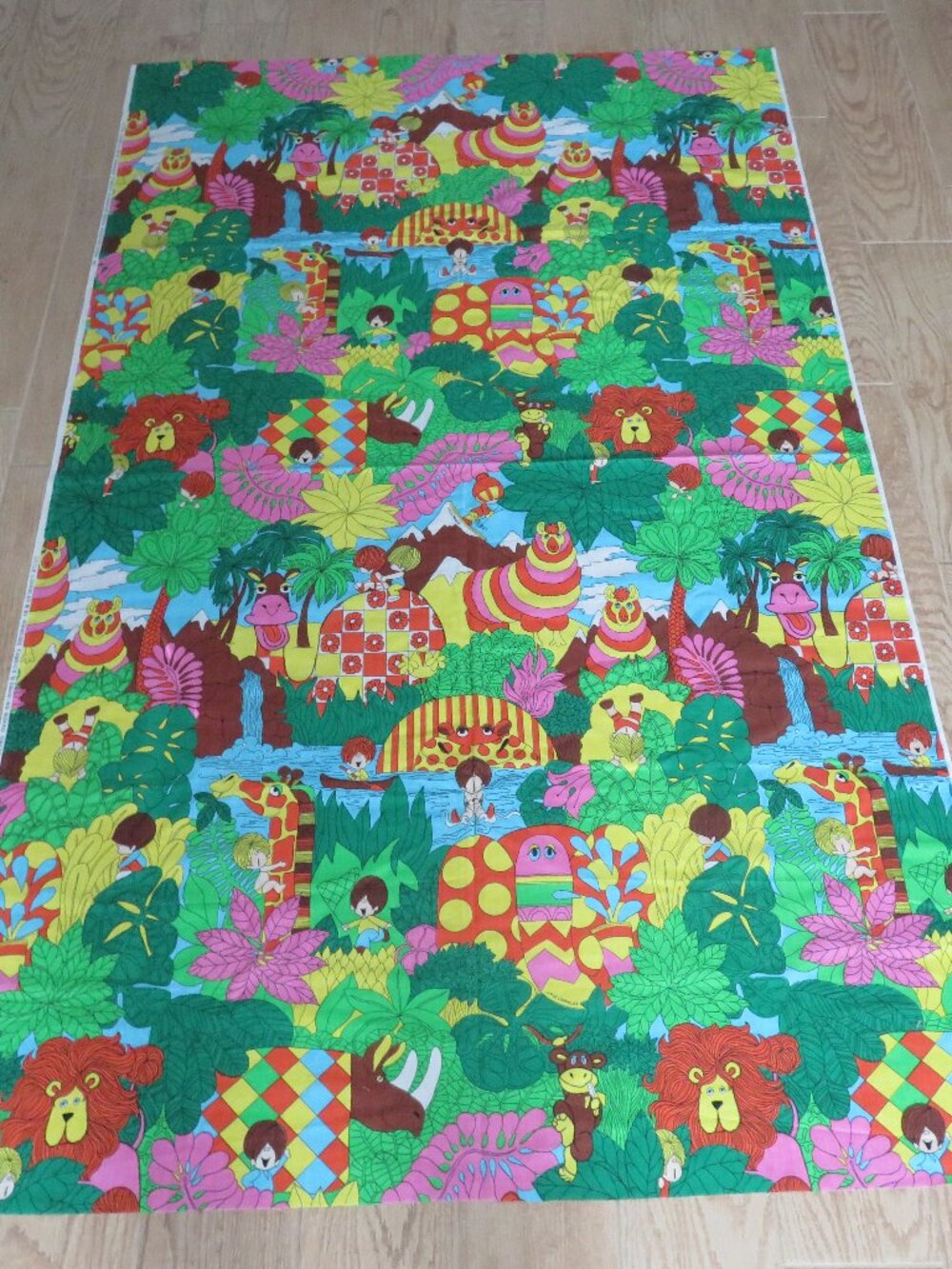 Little Lovables By Princess Fabrics Bright Jungle Animals Cotton 2 Yards 45" W